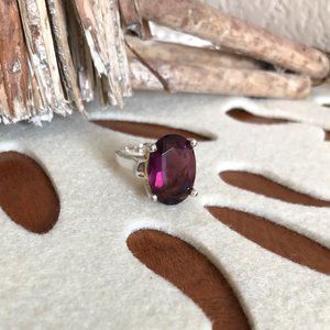Sterling silver Amethyst oval cut ring Size 6